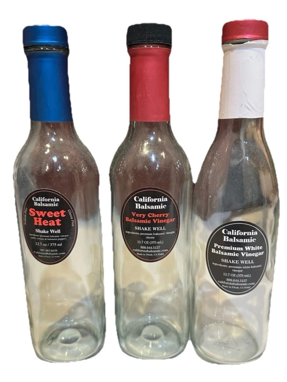 EMPTY VINEGAR BOTTLES DECOR OR STORAGE SPICE BEANS POPCORN 12.7OZ RED WHITE BLUE